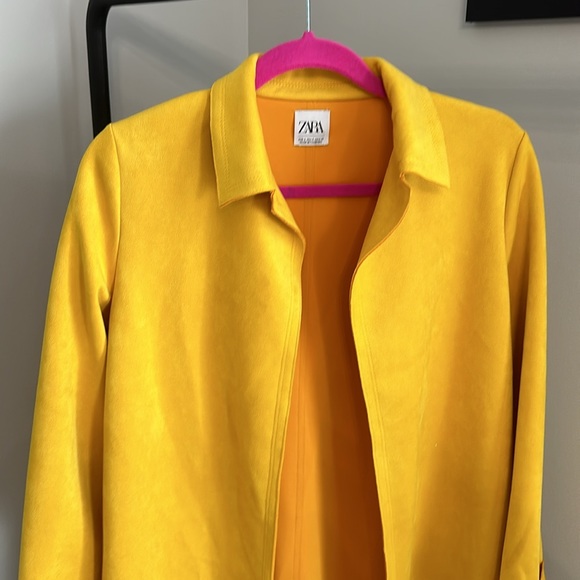 Zara Suede Midi Jacket Yellow Size Small - Picture 2 of 7